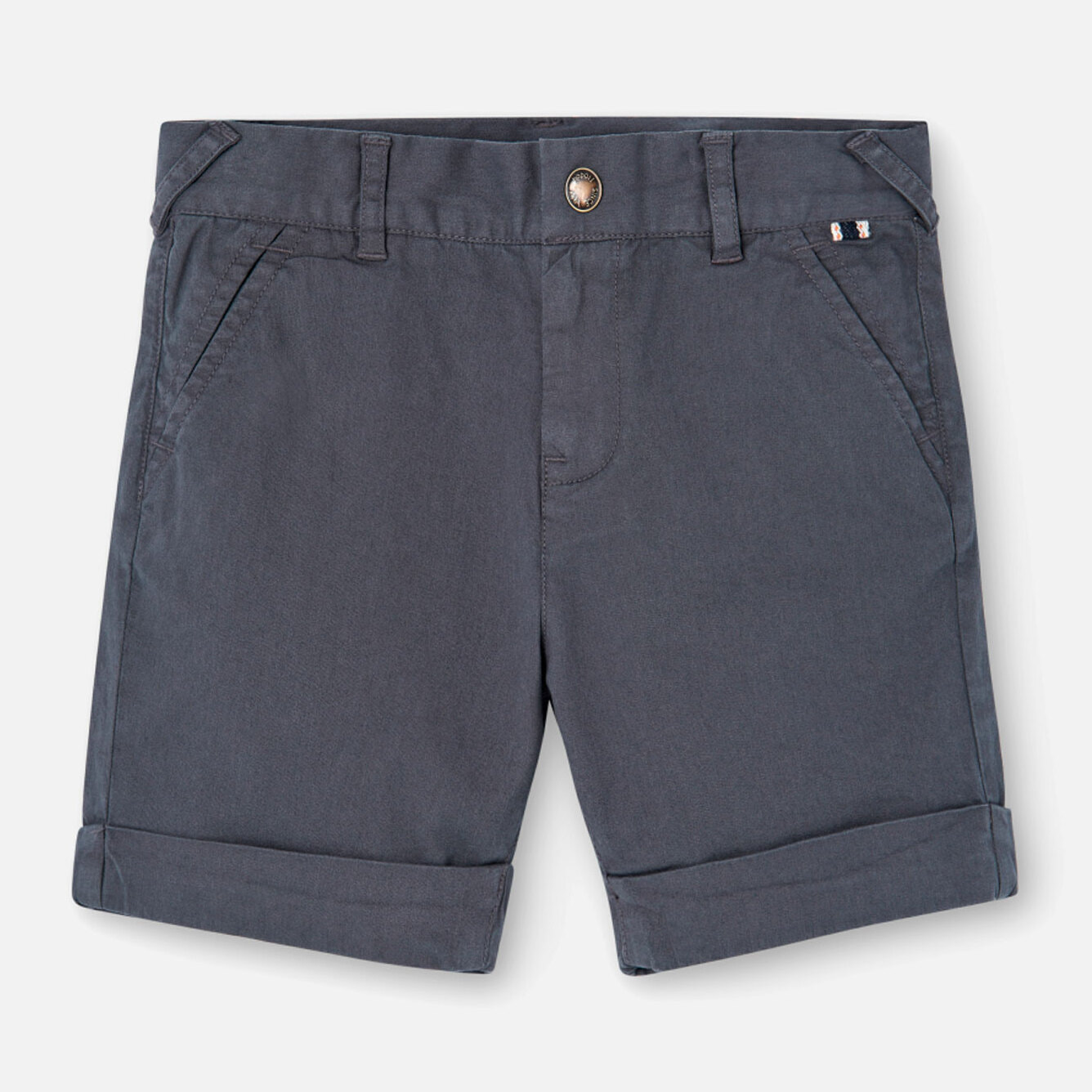 Bermudas para niÃ±o en algodÃ³n liso de color gris oscuro