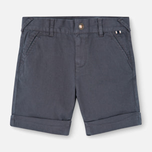 Bermudas para niÃ±o en algodÃ³n liso de color gris oscuro