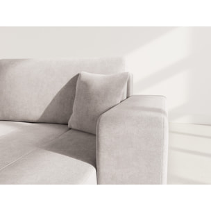 Nicole - Canapé d'angle réversible 5 places convertible avec coffre en tissu - Gris clair