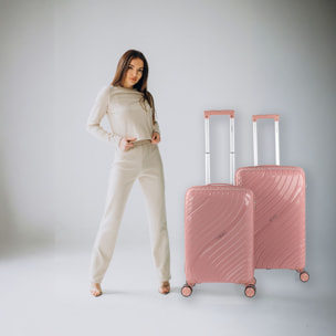 Juego De Maletas Rígidas Pp Itaca Danubio Rosa