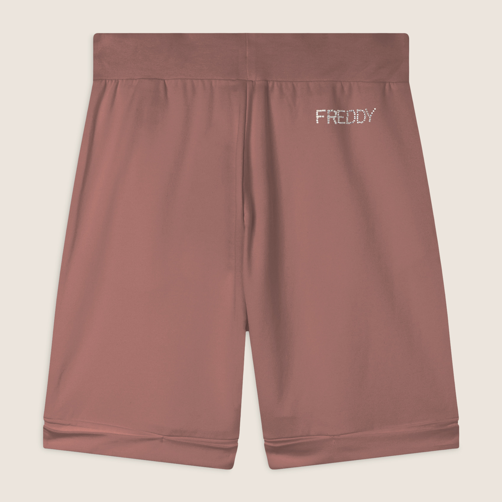 Pantaloni corti con Risvolto e Logo Strass