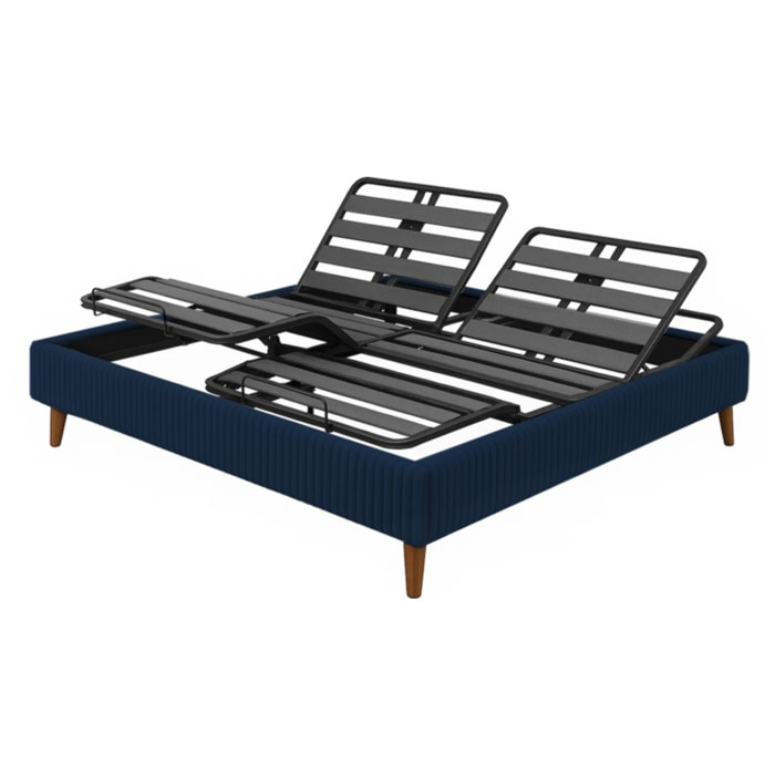 Lit électrique Ergoflex | Contour Velours Côtelé | Bleu nuit