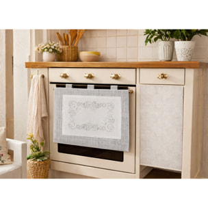 Copriforno Cucina Universale Cinigliato Copertura ProtezioneDecoarzione Forno Disegno Chiffon Grigio