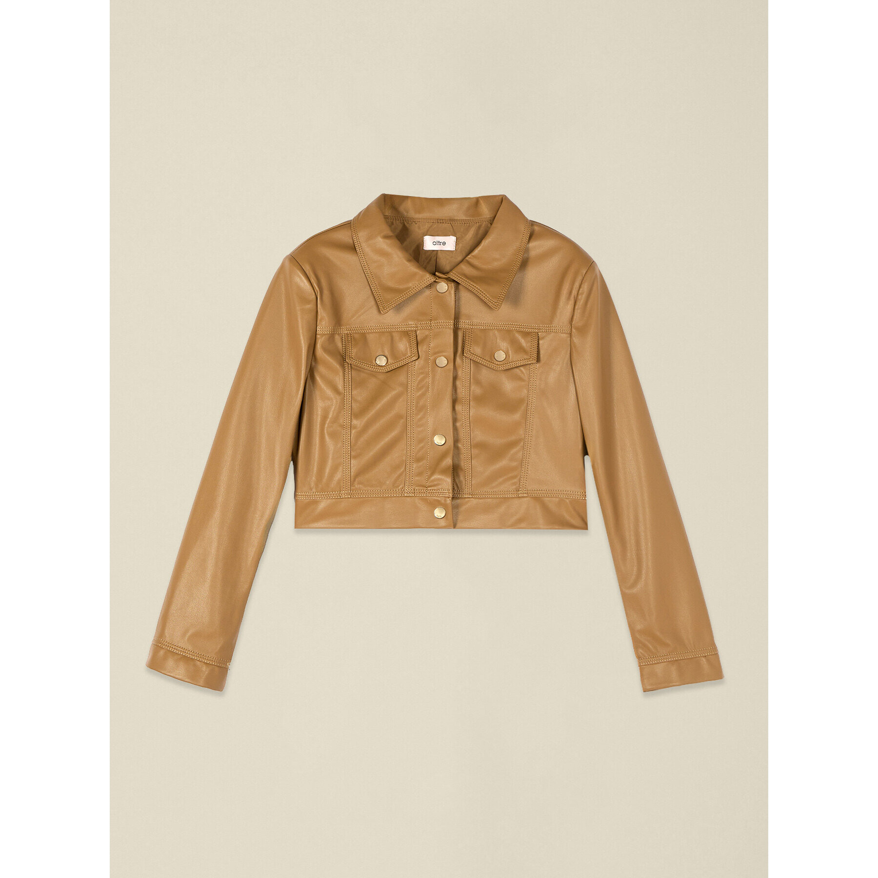 Oltre - Giubbotto cropped in tessuto spalmato - Marrone