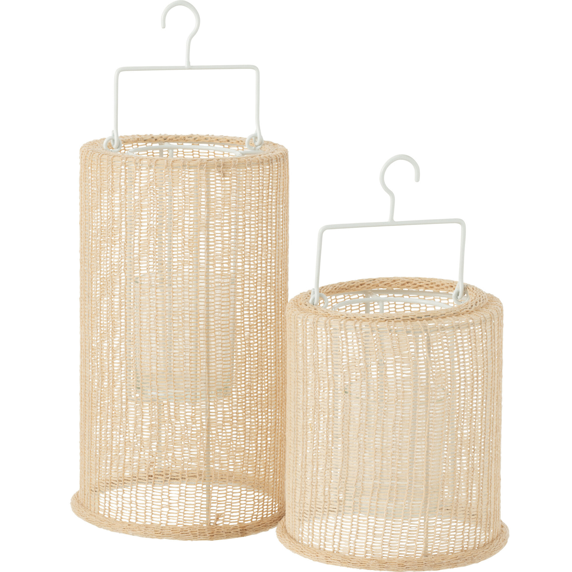 J-Line lanterne Suspendue Cylindre - métal/polyester - beige - large