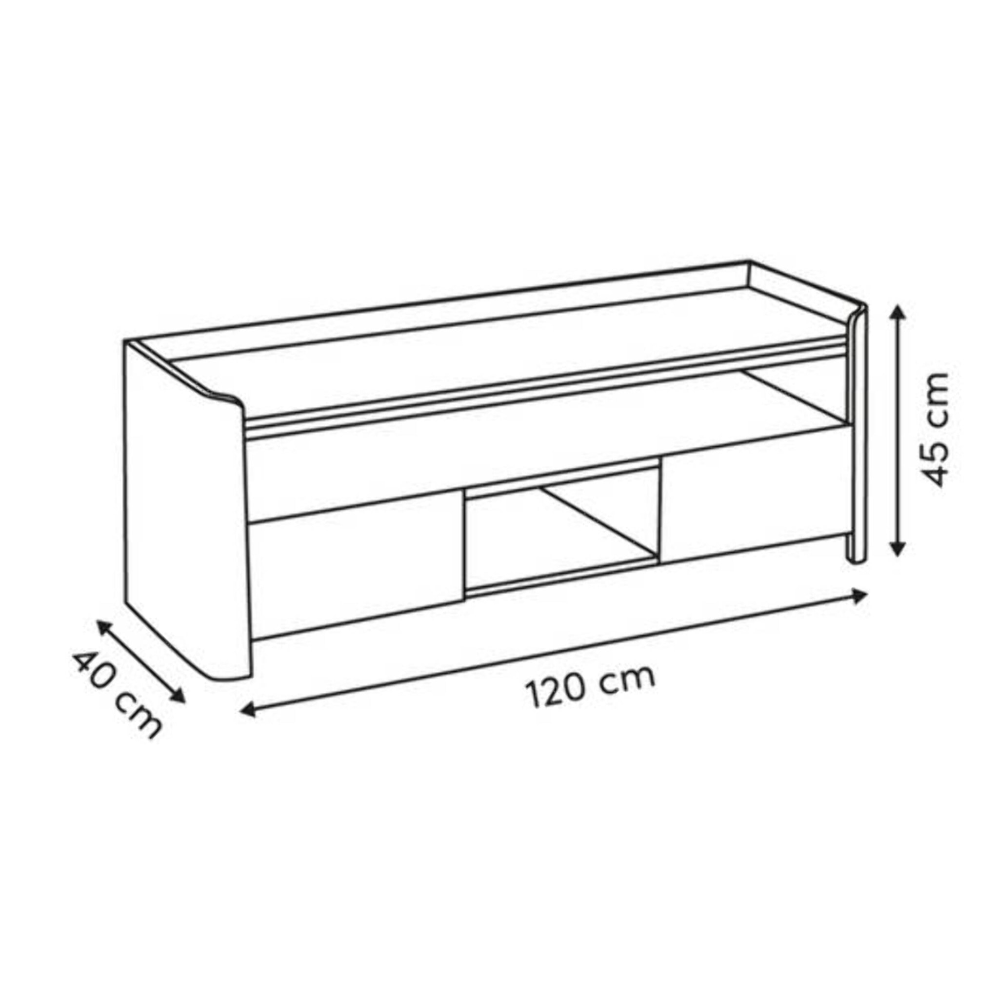 Meuble TV Roundy blanc ivoire et bois