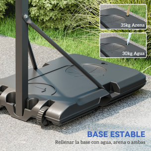 Canasta de Baloncesto para Exterior Aro de Baloncesto Portátil con Altura Ajustable 180-270 cm Ruedas Base Rellenable para Adolescentes y Adulto Negro