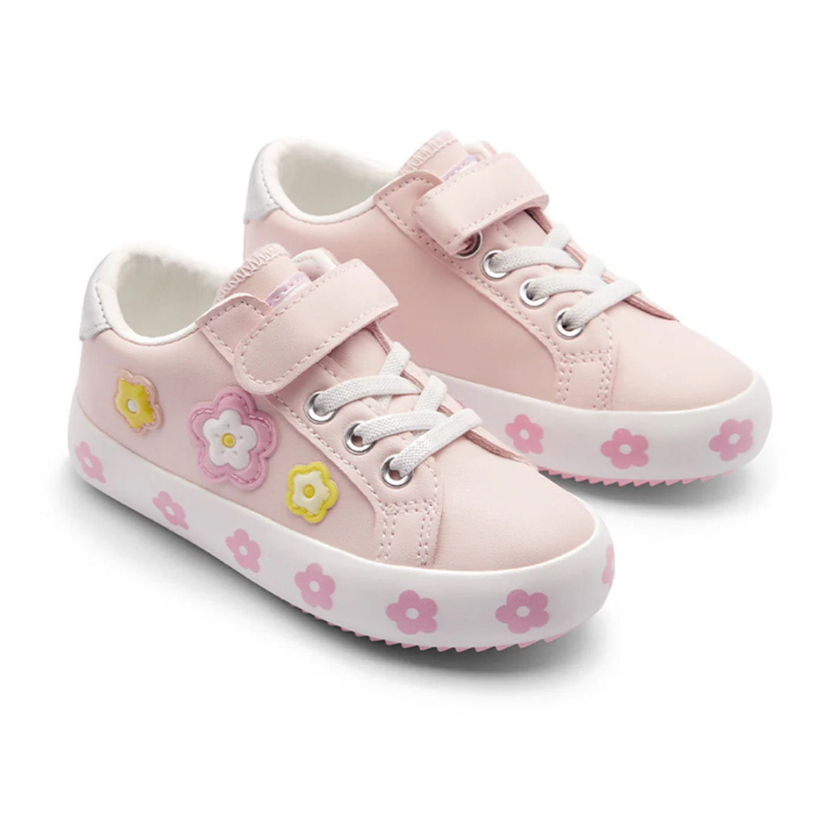 Zapatillas Deportivas con Cierre Adherente en Blanco y Rosa