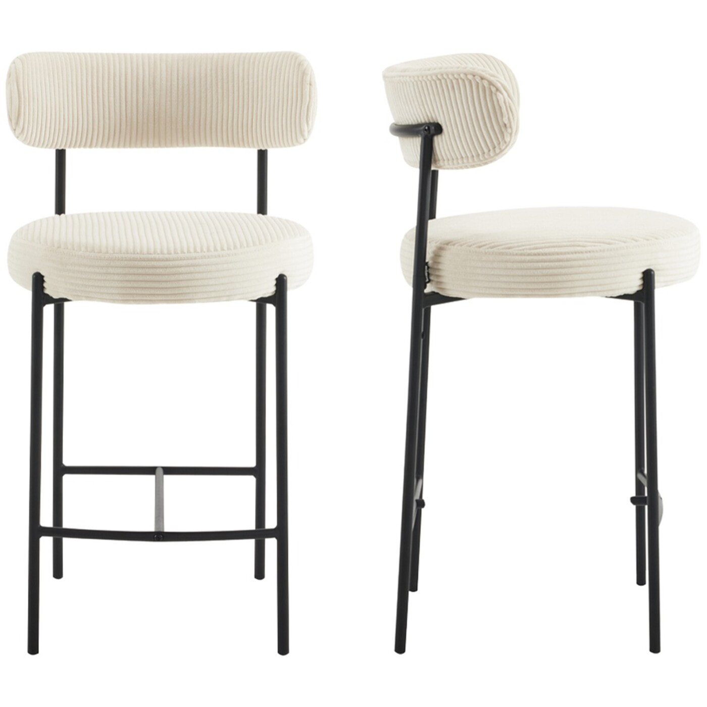 Lot de 2 tabourets de bar en velours côtelé - EVORA
