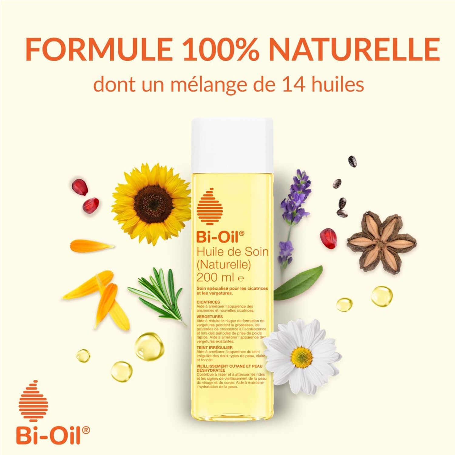 Huile Nourrissante - Huile de Soin Naturelle Vergetures Cicatrices Peau Sèche et Teint Irrégulier 200ml
