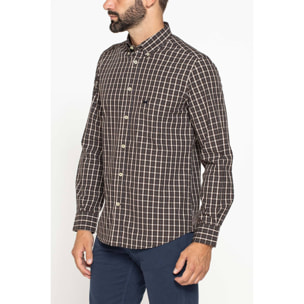 CAMICIA FANTASIA TINTO FILO CON COLLO BUTTON-DOWN