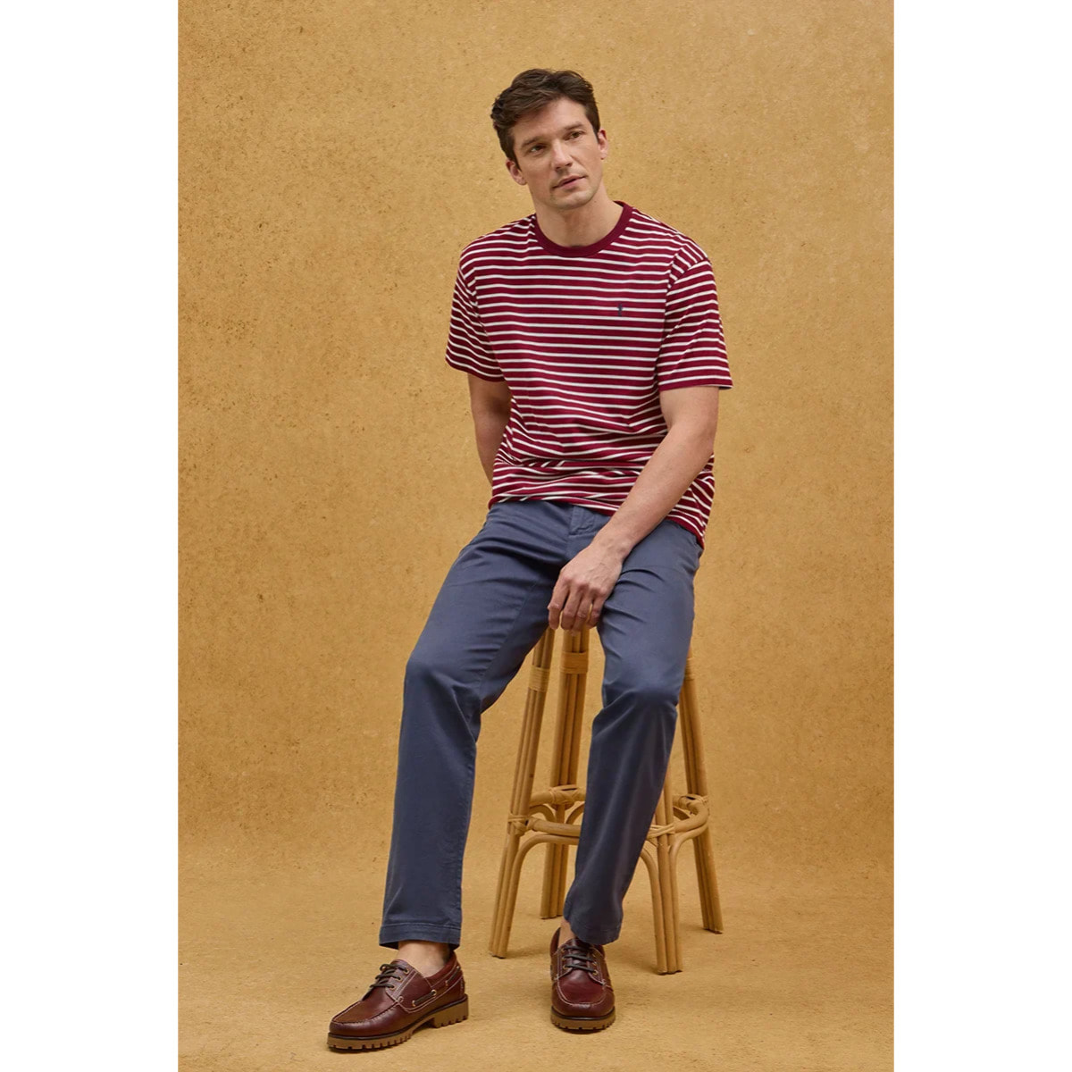 Maglietta a righe granata ed ecrù dal fit ampio con logo Rigby Go