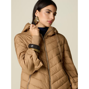 Oltre - Piumino con polsini a coste - Beige