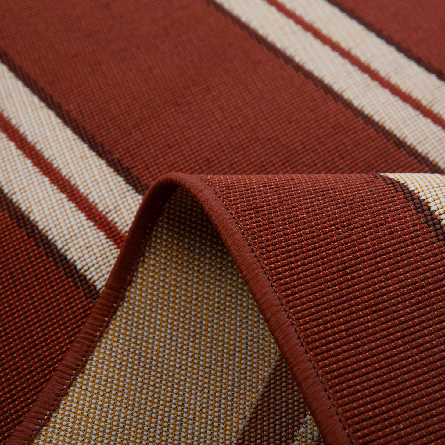 LIDO - Tapis intérieur/extérieur à rayures marron