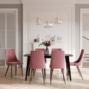 Pack 4 chaises en velours bleu et rose - Vinni