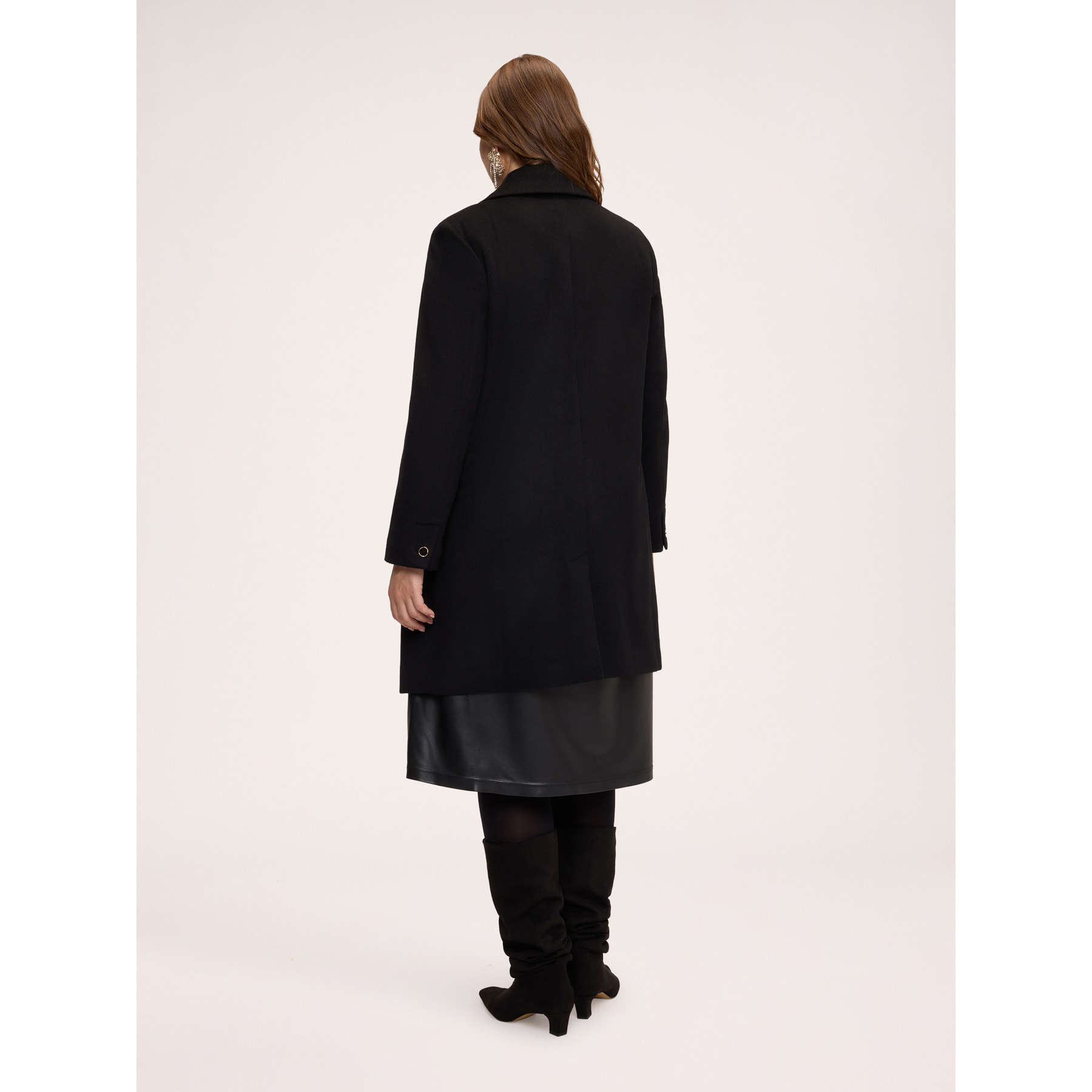 Fiorella Rubino - Cappotto monopetto misto lana - Nero