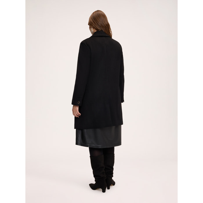 Fiorella Rubino - Cappotto monopetto misto lana - Nero