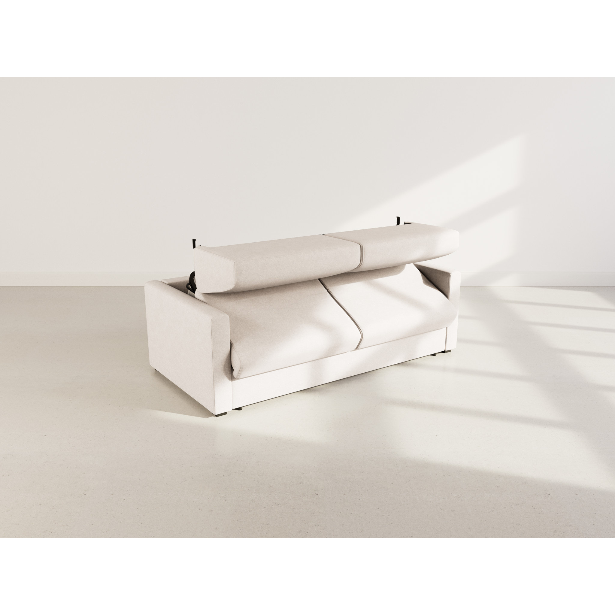 Julia - canapé lit 3 places convertible express couchage quotidien 140 cm matelas 18 cm en tissu - Beige
