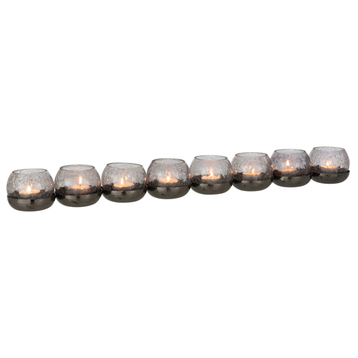 J-Line bougeoir 8 Boules Craquele - verre/acier - noir