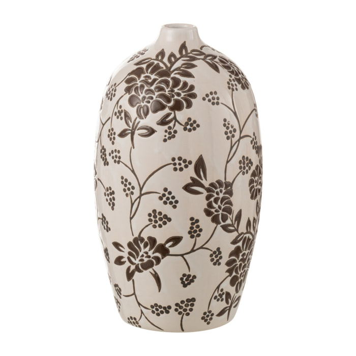 J-Line vase Zen Oval - porcelaine - blanc/noir - 24 cm de hauteur
