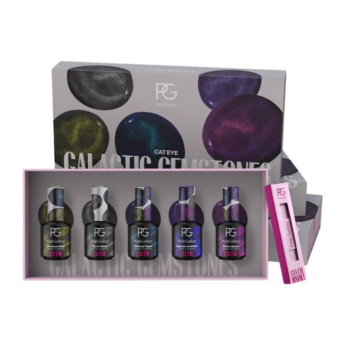 Set vernis semi-permanent à effect cat eye & aiment - Galactic Gemstones - 5x 15 ml