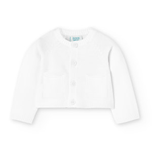 Chaqueta de bebé unisex, tricotosa lisa, mangas largas