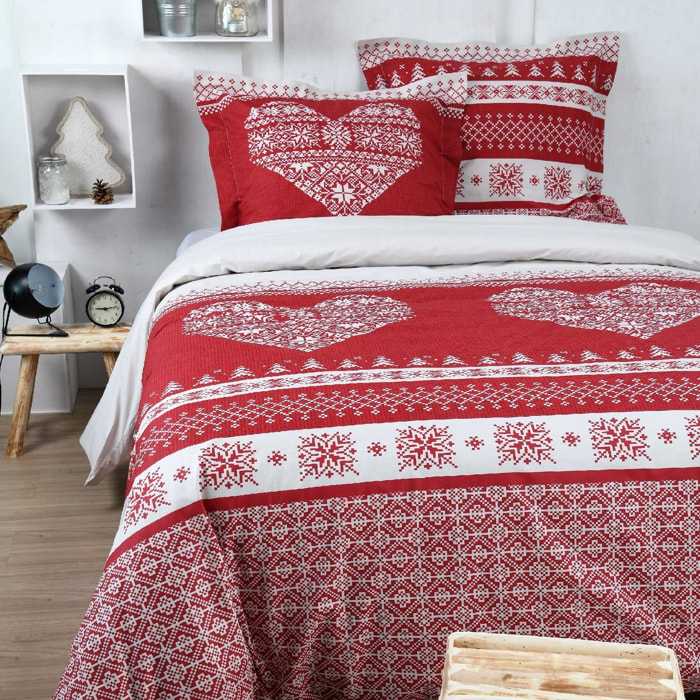 Parure de lit au style montagne chic - Rouge