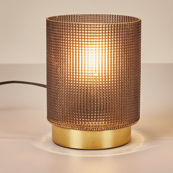 Lampe A Poser Verre Embosse Noir