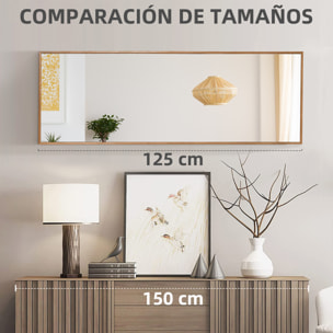 Espejo de Pared Cuerpo Entero 125x45 cm Espejo Rectangular Grande de Madera Estilo Moderno Decorativo para Salón Dormitorio Entrada Natural