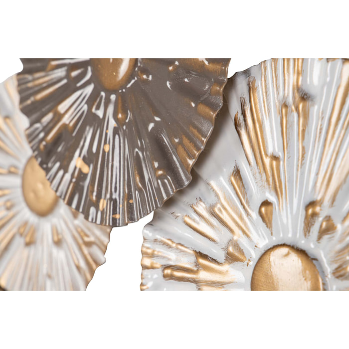 Adorno Pared Metal Blanco Marrón 91x5x50 Cm
