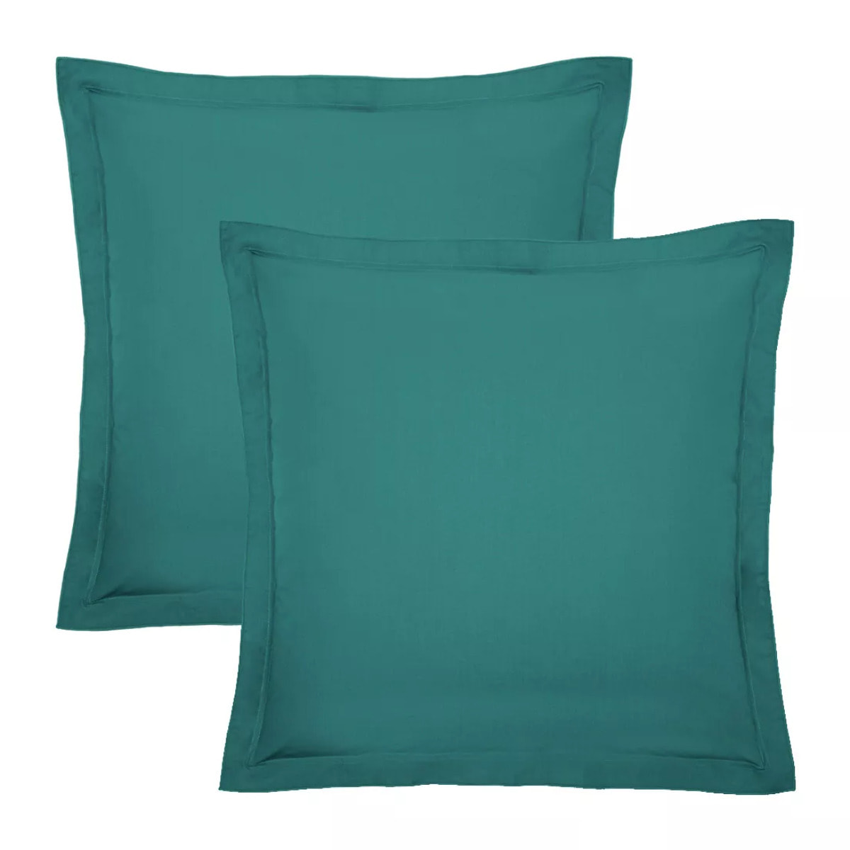 Lot de 2 taies percale de coton uni vert Olana emeraude