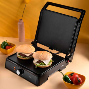 Parrilla eléctrica grill JATA JEGR1912 con placas lisas (29 x 24 cm) antiadherentes. 2000 W