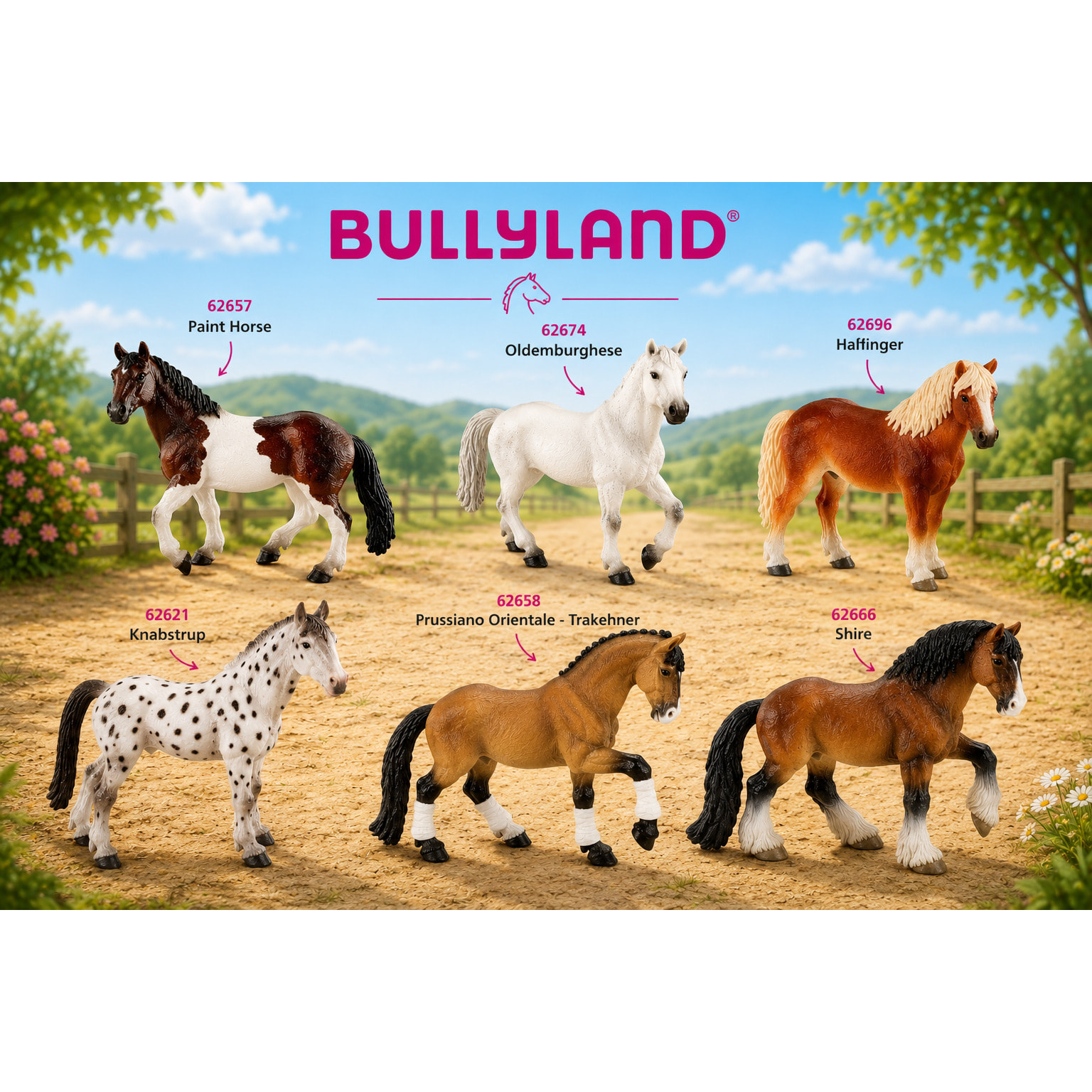 Set 6 Cavalli Realistici Dipinti a Mano