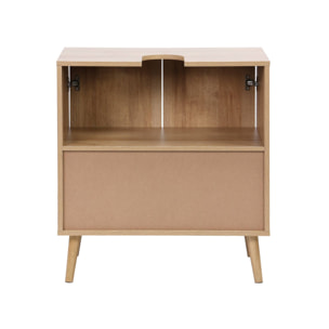 Meuble sous lavabo décor bois et cannage Bohème 65 x 40 x 70 cm naturel