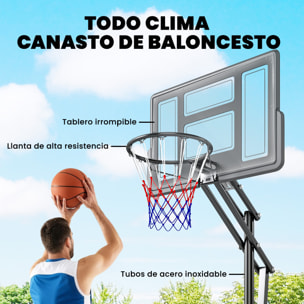 Canasta de Baloncesto para Exterior, Altura Ajustable de 5 Niveles, 235-305 cm, Canasta de Baloncesto Portátil con Ruedas, Base Rellenable y Bolsa de Peso, para Adultos y Adolescentes