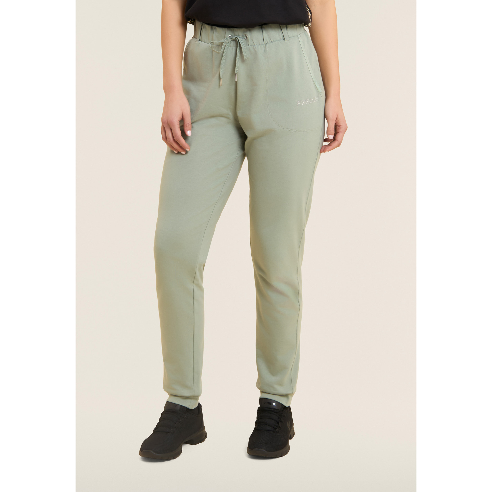 Pantaloni Sportivi in Jersey Pesante con Coulisse e Polsini