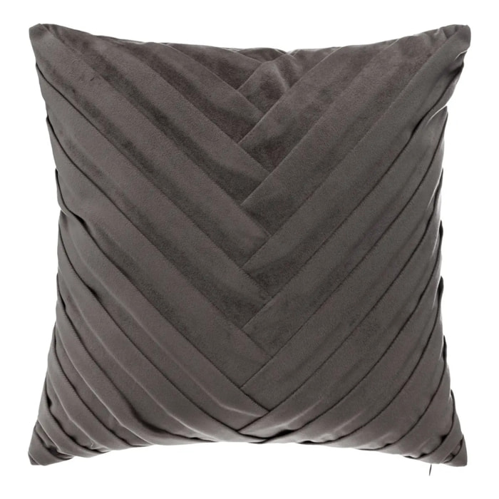 Coussin "Tressé" en velours gris foncé 40x40 cm