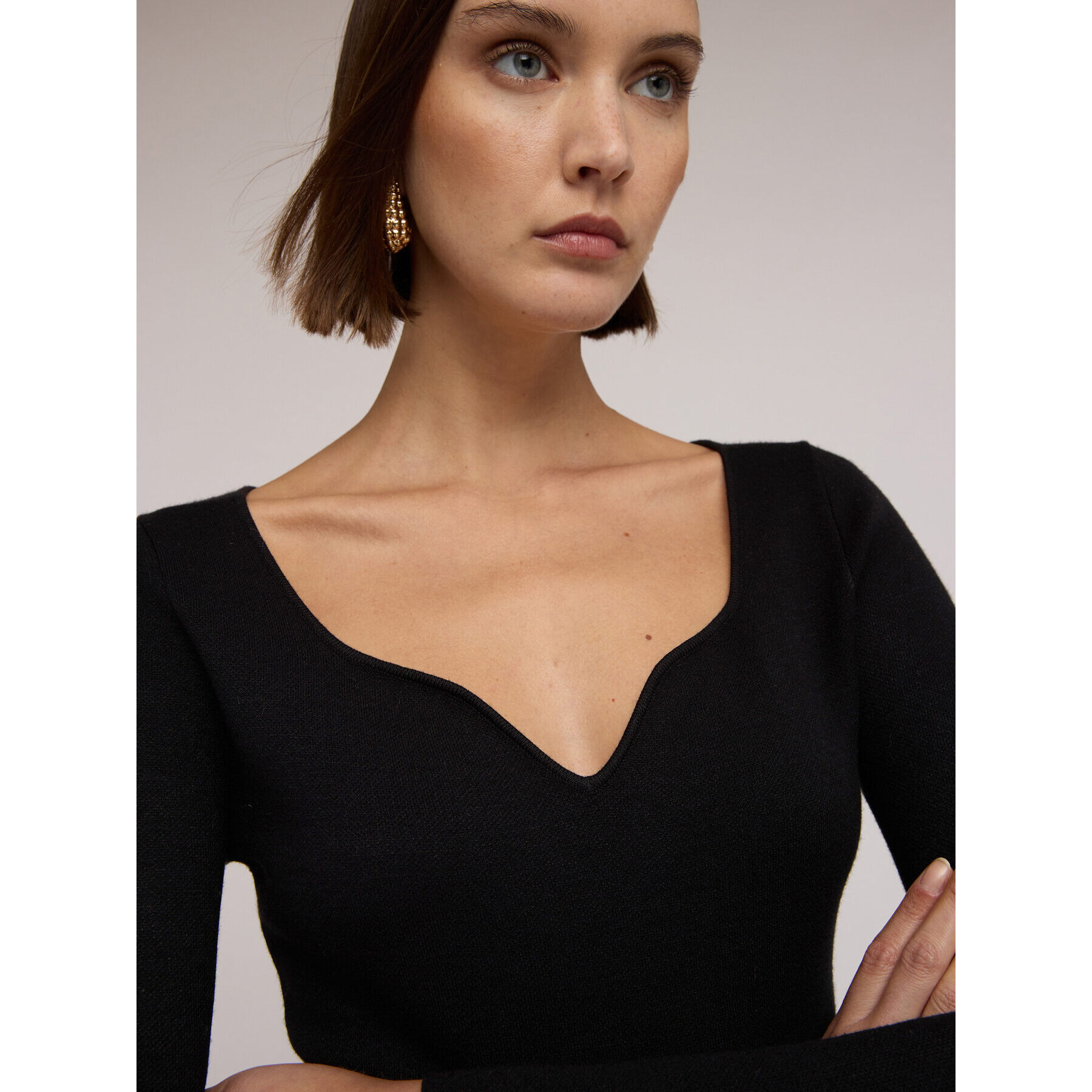 Motivi - Tubino in maglia con scollo a cuore - Nero