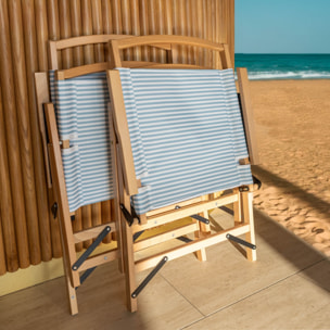 Chaise de plage en toile bleu à rayures PLAYA