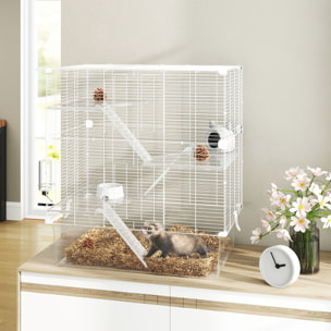 Jaula para Hurones de 4 Niveles con Bandeja Inferior Jaula para Roedores con Rampas Comedero y Bebedero Recinto para Chinchillas 73x47x80 cm Blanco