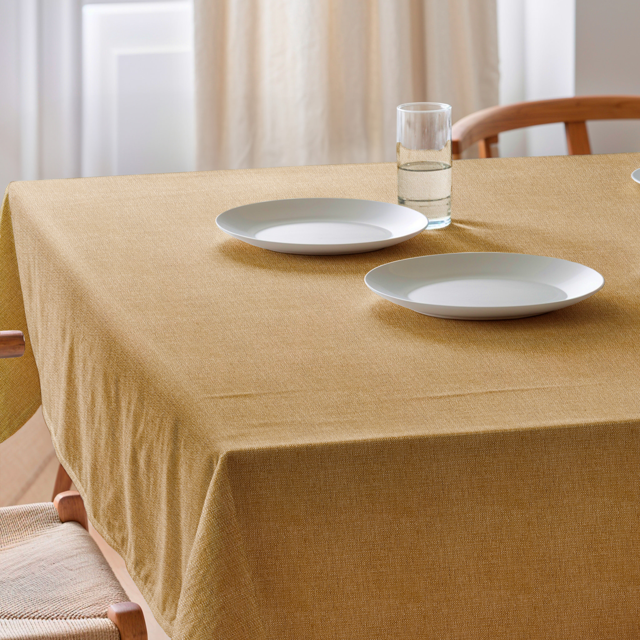 Nappe jacquard unie antitache INDRA OCRE