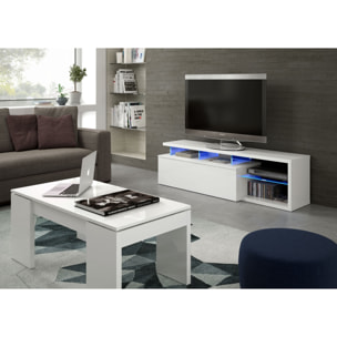 Mobile Mobiletto TV Fireflies da Soggiorno Sala da Pranzo Studio Moderno Design Illuminazione LED 150 x 43 x 41 cm Bianco