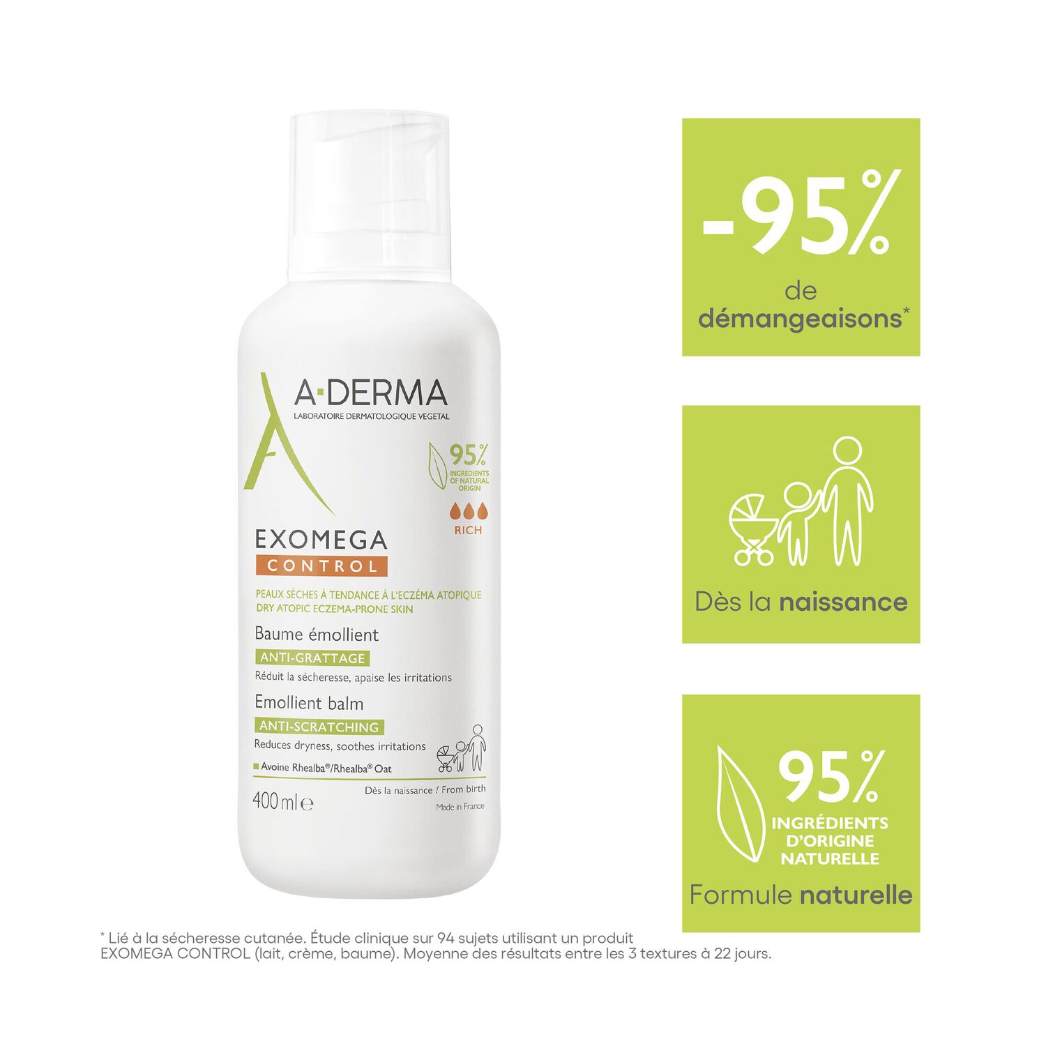 Exomega Control - Baume Emollient Anti-Grattage 400 ml