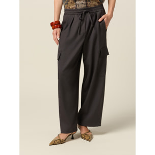 Oltre - Pantalón cargo de poliviscosa teñido en hilo - Gris