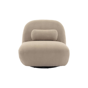 Fauteuil pivotant 360° en bouclette texturée beige. piètement en métal noir mat - SPINO