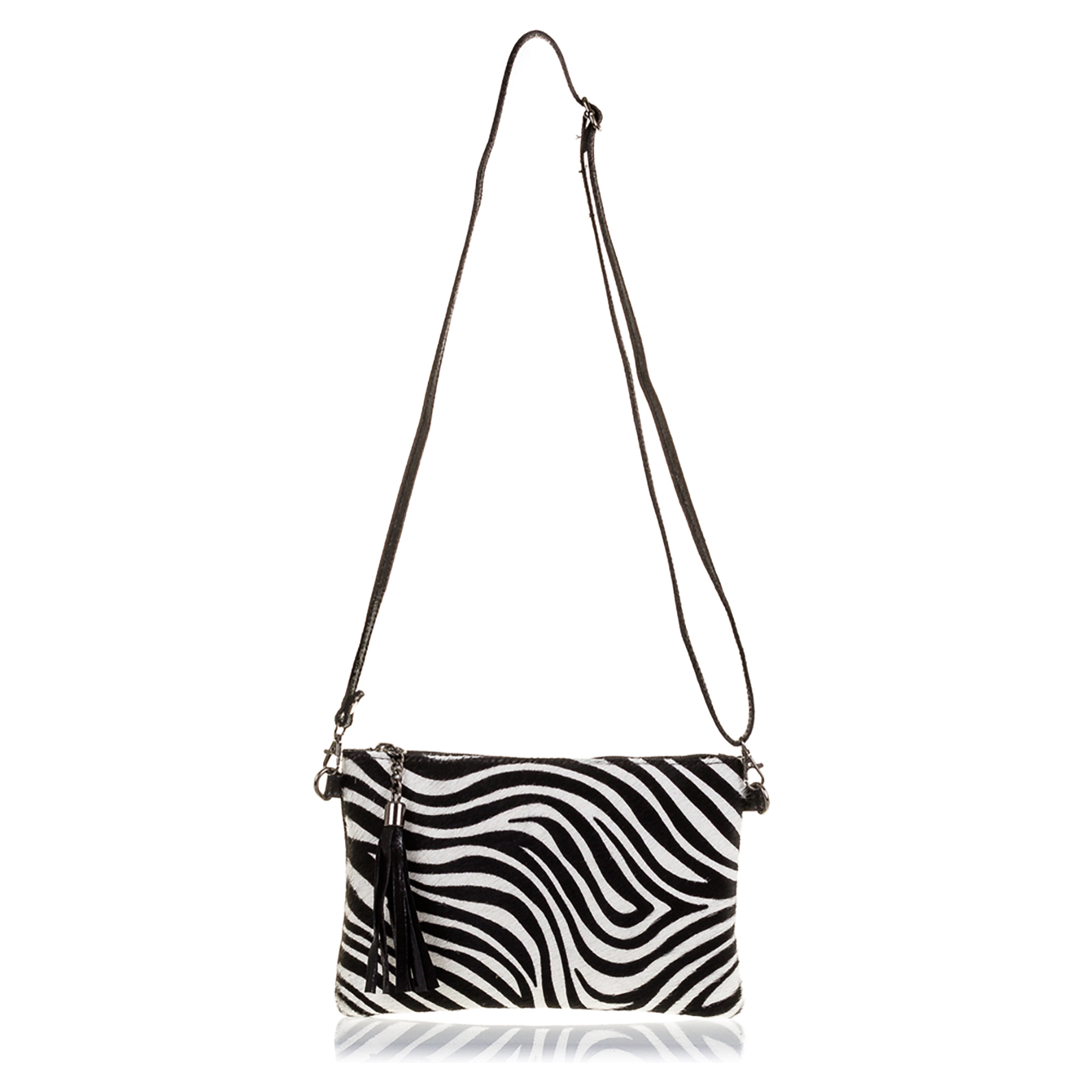 Marcon Borsa a mano Donna.Pelle autentica Cavallino Zebra Camoscio Lavato a Pietra