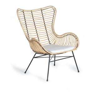 Sillón de Rattan Natural 70 Cm Estilo Mediterráneo