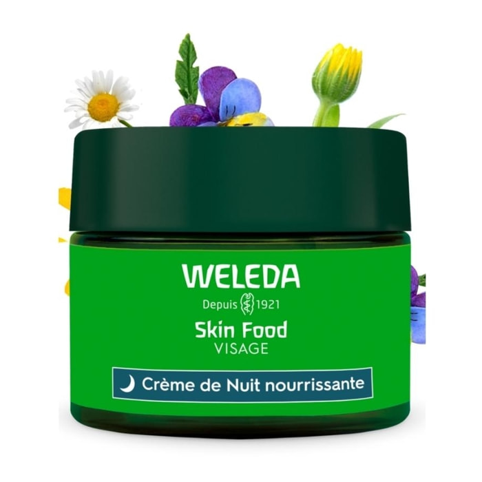 WELEDA - Skin Food Crème de Nuit nourrissante - Pour les peaux sèches - Nourrit et hydrate intensément  - Natrue* - Vegan*** - 40 ml