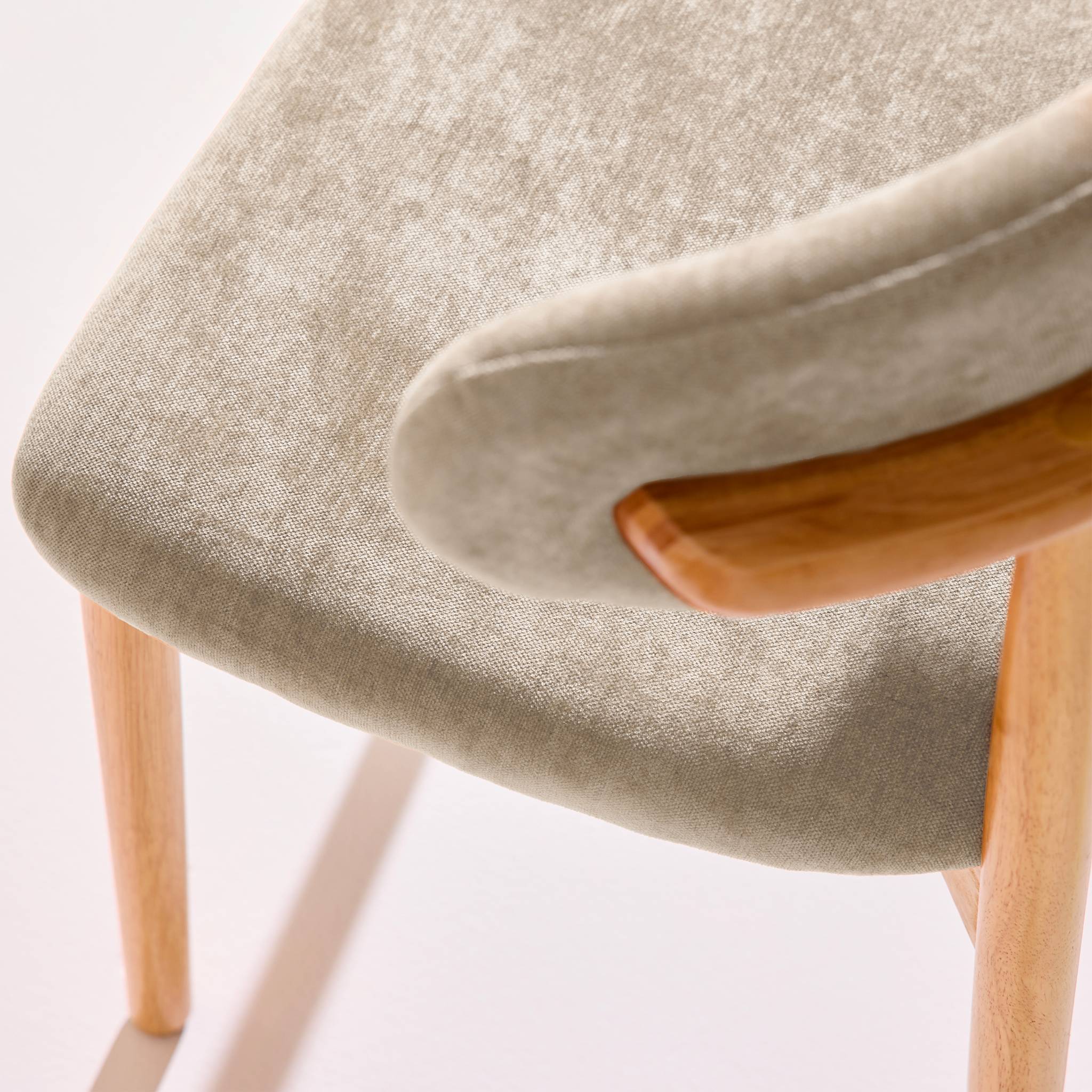 Chaise bois d'hévéa naturel et tissu chenille (lot de 2) PAOLA