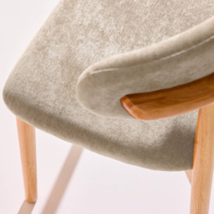 Chaise bois d'hévéa naturel et tissu chenille (lot de 2) PAOLA